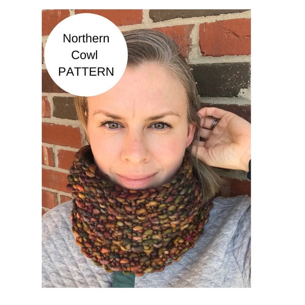 Seed Stitch Cowl Pattern | Women's Cowl Knitting Pattern | Hand Knit Super Bulky Cowl Pattern | Northern Cowl Pattern