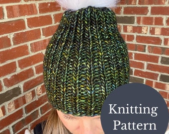 Beanie Knitting Pattern | Beginner Knitter Hat Pattern | Instant Download Knitting Pattern | Malabrigo Noventa Knitting Pattern