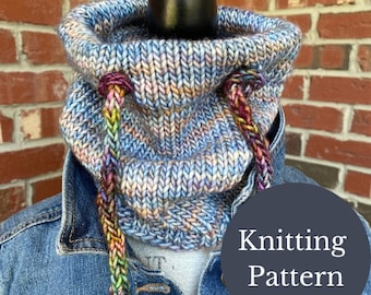 Knitting Cowl Pattern - I Cord Cowl Pattern | Neck Warmer Pattern | Scarf Pattern | Beginner Knitting Pattern