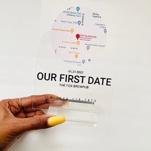 Personalisierte unsere erste Datum Lage Plakette Karte