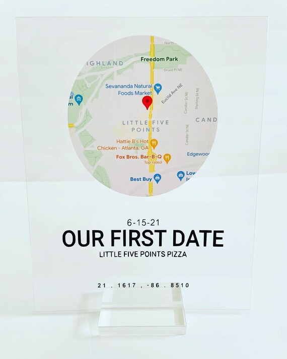 Personalized Our First Date Location Plaque Map -  Israel