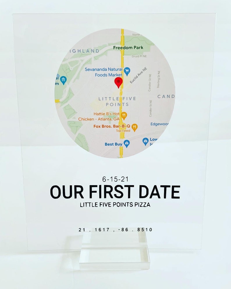 Personalized Our First Date Location Plaque Map Etsy