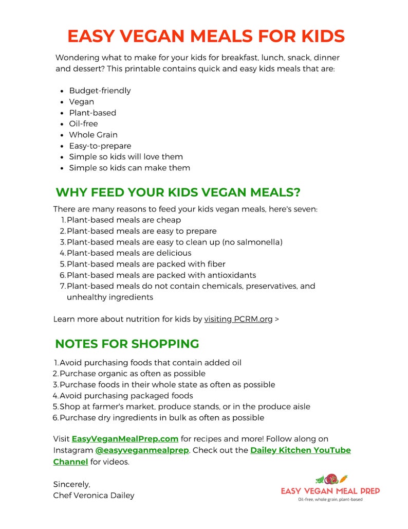 easy-vegan-meals-for-kids-pdf-printable-recipes-etsy