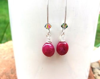 Ruby bead earrings