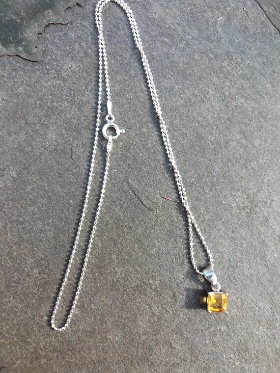 Square Citrine Pendant Necklace - Etsy