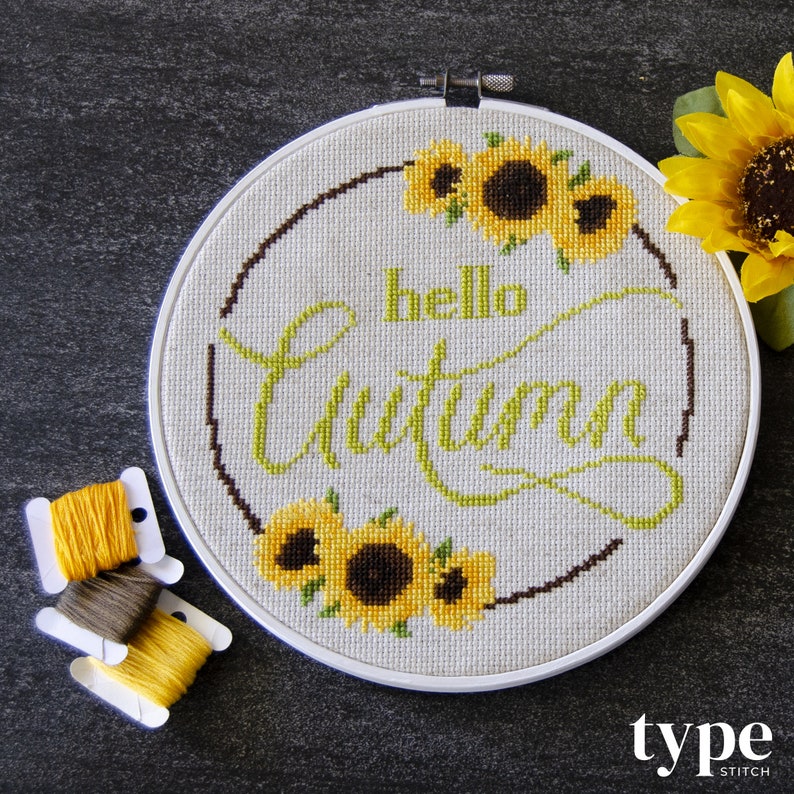 Hello Autumn Cross Stitch | PDF Download Pattern | DIY Decor - Etsy
