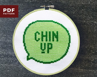 Chin Up Positivity Cross Stitch  |  PDF Download Pattern  |  DIY Decor