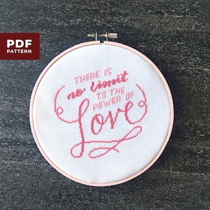Power of Love Cross Stitch  |  PDF Download Pattern  |  Easily Customizable  |  DIY Gift