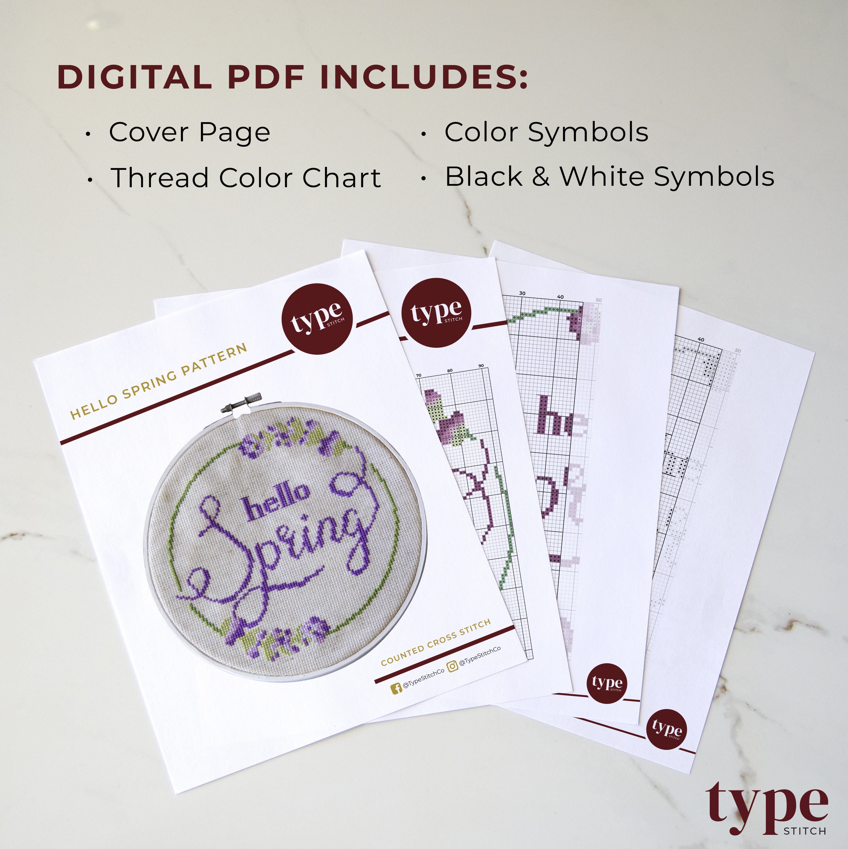 Hello Spring Cross Stitch | PDF Download Pattern | DIY Decor - Etsy