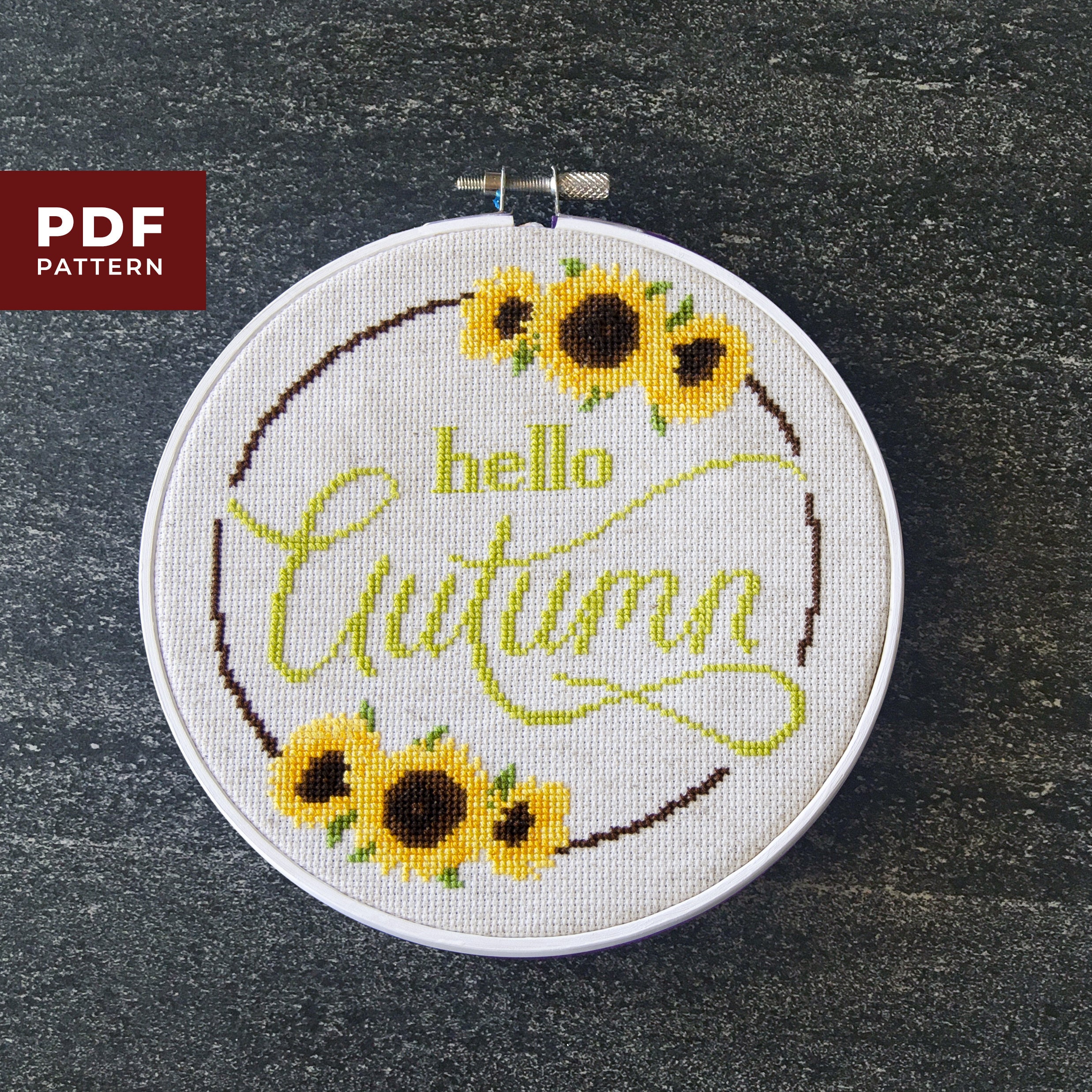 Hello Autumn Cross Stitch | PDF Download Pattern | DIY Decor - Etsy