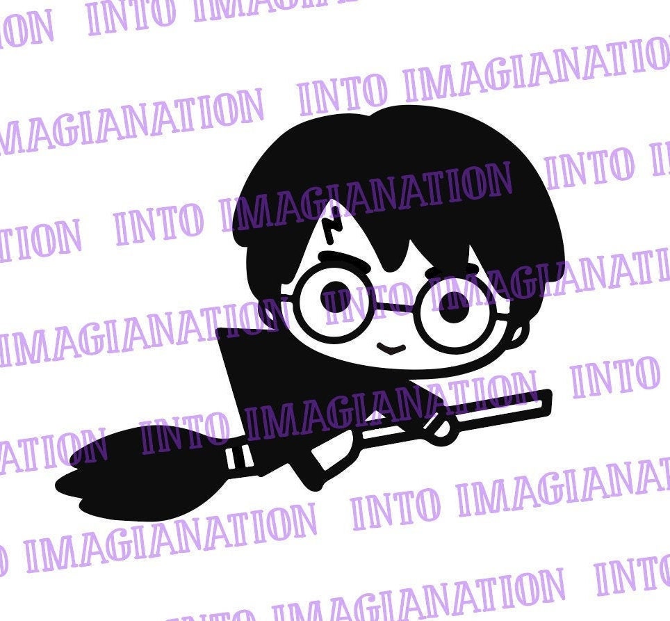 Harry Potter Harry on Broomstick SVG PNG PDF Digital | Etsy