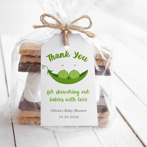 Editable sweet peas favor tag, sweet little peas baby shower favor tag, thank you peas treats tags, two peas in a pod thank you favor tag