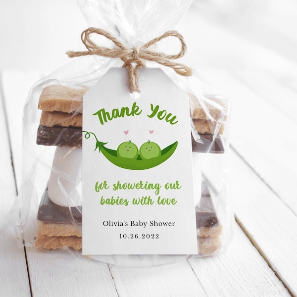 Editable sweet peas favor tag, sweet little peas baby shower favor tag, thank you peas treats tags, two peas in a pod thank you favor tag