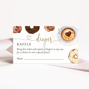 Tirage au sort de couches pour brunch au café neutre en matière de genre modifiable, modèle d'insertion de douche de bébé, carte de tirage au sort de couches pour brassage sucré, Corjl, SWT03