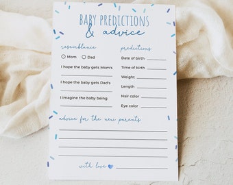 Sprinkle Baby Predictions and Advice for the New Parents card,  editable sprinkles baby shower game template, Corjl, SPR01