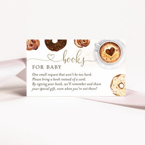 Bewerkbare genderneutrale koffiebrunchboeken voor babykaart, iets zoets brouwboekverzoek, babyshower invoegsjabloon, Corjl, SWT03