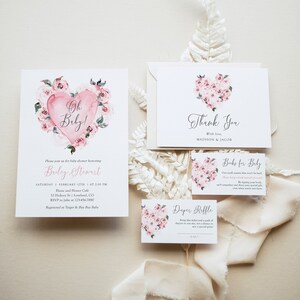 Valentinstag Babypartyeinladungspaket, bearbeitbares Schatzeinladungsset, Bücher für Baby, Windelverlosung, Dankeskarte, Corjl, VAL03