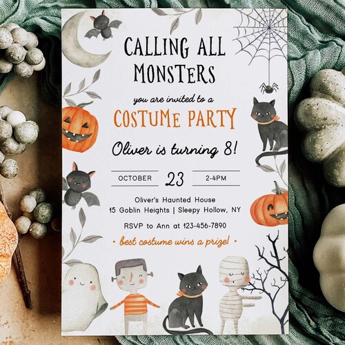 Kids Halloween Party Invitation Costume Party Invitation - Etsy