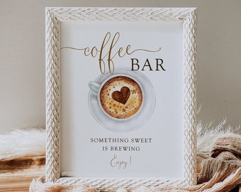 Kaffee-Bar-Schild, etwas Süßes braut Babypartytischschild, Kaffee-Tee-Brunch-Schild, bedruckbar, 8x10&quot;, 5x7&quot;, Corjl, SWT03