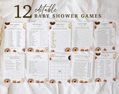 Something sweet is brewing game bundle, 12 baby shower games, coffee printable game templates, editable gender neutral game cards, SWT03