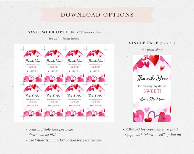 Valentine Birthday Thank You Tag, Editable Little Sweetheart Favor Tag ...