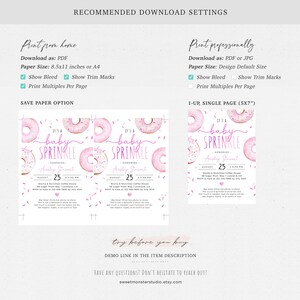Editable Girl Baby Sprinkle Donut Invitation Template, Pink Sprinkled ...
