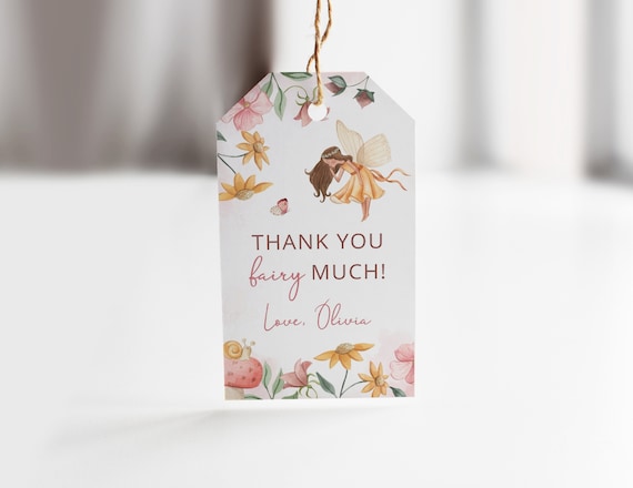 Fairy favor tag, thank you favor tag, fairy gift tag, editable fairy garden favor tag, treats tag, instant download gift tag, FAIRY01