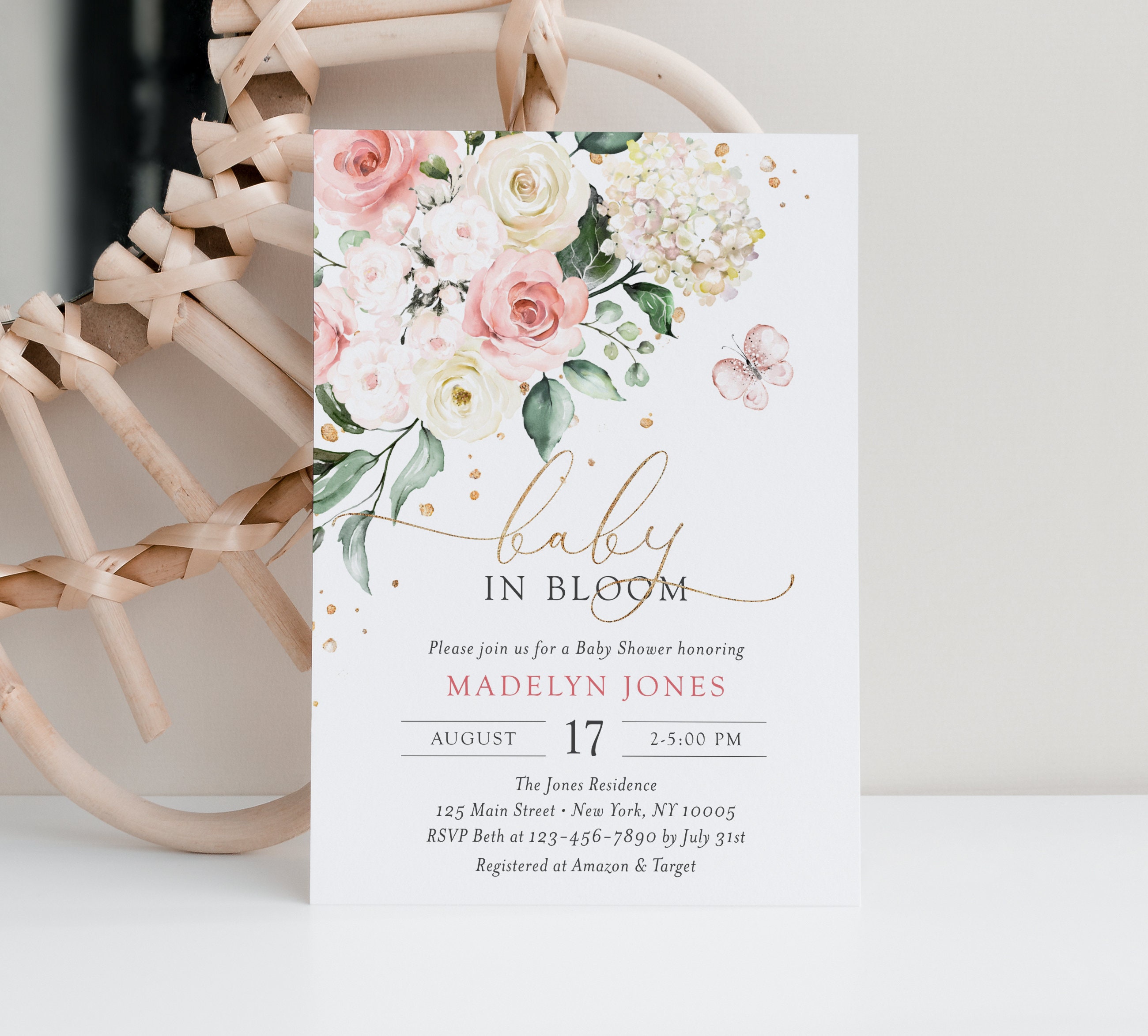 Editable Baby in Bloom Baby Shower Thank You Card Template - Etsy