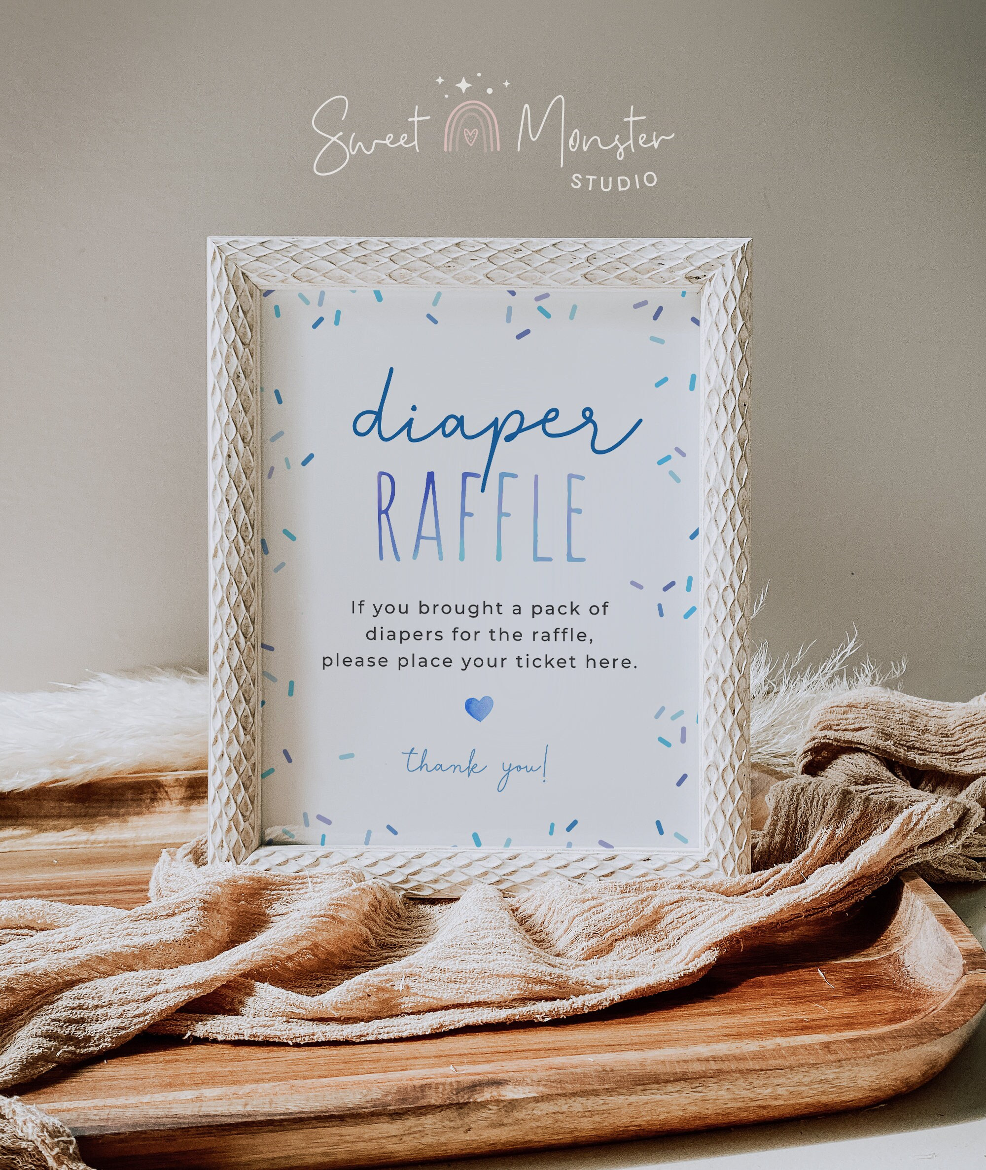 Sprinkle Diaper Raffle Sign, Editable Boy Blue Sprinkles Diaper Raffle ...