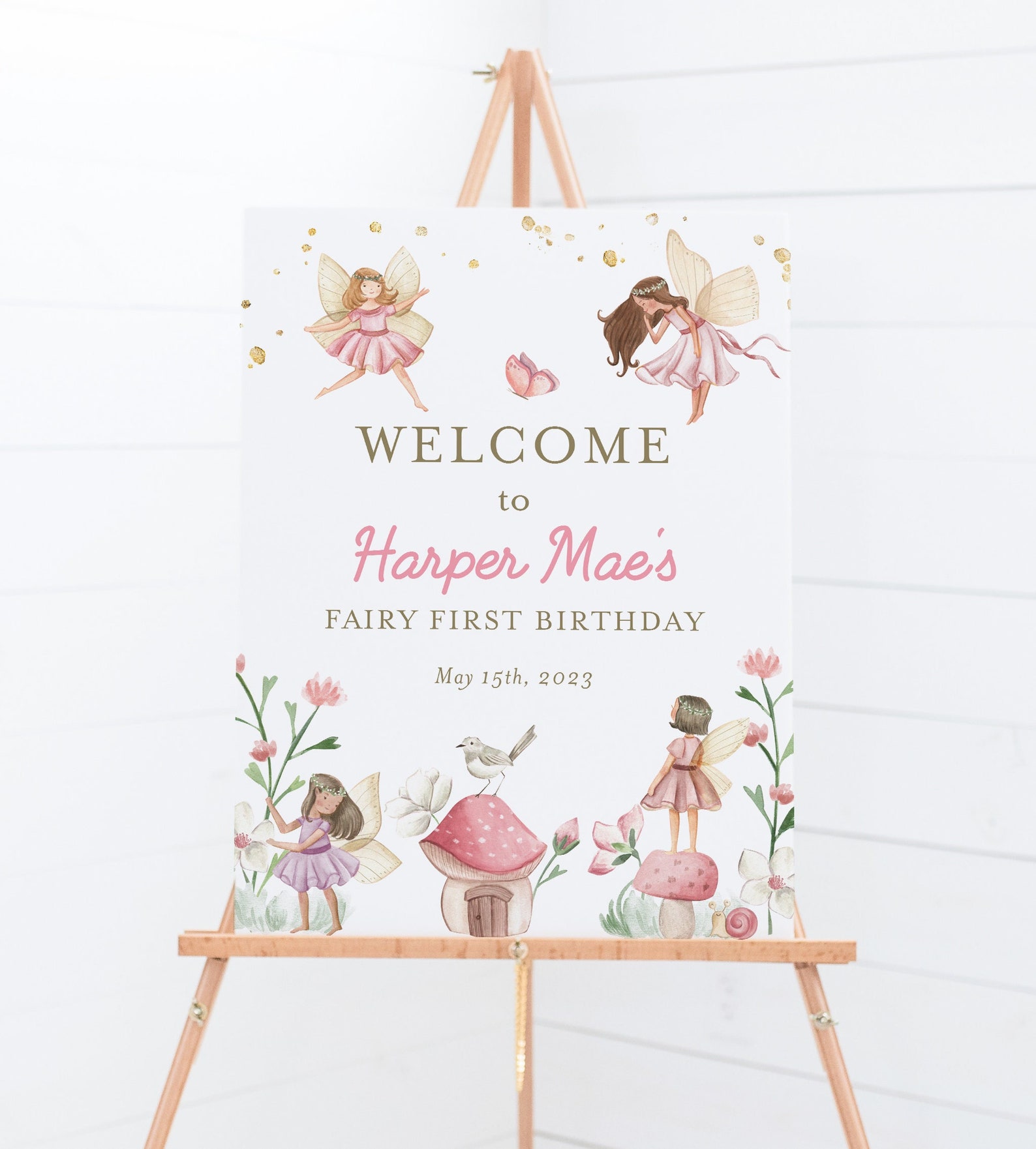 Fairy First Birthday Welcome Sign, Editable Fairy Garden Sign, Magical ...