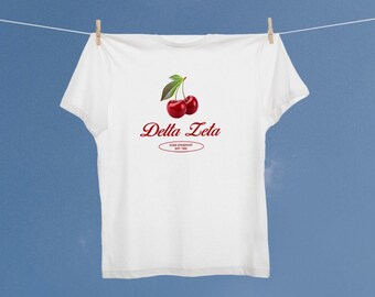 Delta Zeta Cherry Comfort Colors Tee // Vintage Aesthetic Dee Zee, DZ Shirt // Trendy Greek Cherry Graphic T-Shirt