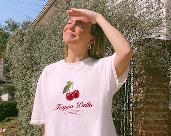 Maglietta Kappa Delta Cherry Comfort Colors, maglietta vintage della confraternita KD