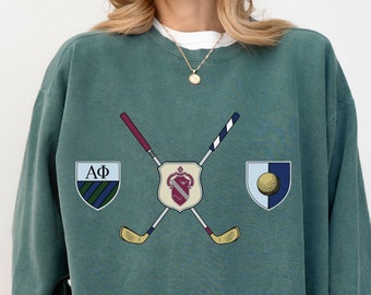 Alpha Phi Golf Comfort Colors Sweatshirt // Sorority Vintage Varsity Golf Crewneck // Alpha Phi, APhi Shirt // Aesthetic Greek Pullover