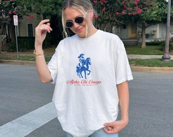 Alpha Chi Omega Western Comfort Colors Tee // Alpha Chi, AChiO Cowgirl T-Shirt // Aesthetic Sorority Cowboy Shirt