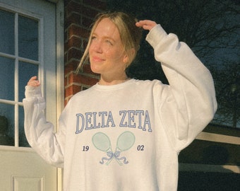 Delta Zeta Tennis Sweatshirt // Sorority Bow Crewneck // DZ, Delta Zeta Shirt // Aesthetic Greek Pullover