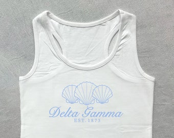 Coastal Delta Gamma Cropped Tank // DG Bid Day, Big Little Shirt // Happy as a Clam Coastal Cowgirl Crop Tank  // Sorority Shirt