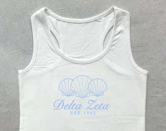 Coastal Delta Zeta Cropped Tank // DZ Bid Day, Big Little Shirt // Happy as a Clam Coastal Cowgirl Crop Tank  // Sorority Shirt
