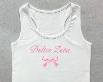 Delta Zeta Bow Crop Tank // Delta Zeta, DZ Bid Day, Big Little Shirt // Tied Together with a Bow Crop Tank  // Sorority Shirt