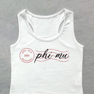 Phi Mu Phi firmado, sellado, entregado tanque de cultivo // Phi Mu Bid Day, Big Little Shirt // Postal, Correo, Soy tuyo // Camisa de hermandad