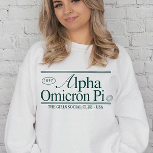 Alpha Omicron Pi Social Club Sweatshirt // Sorority Crewneck // AOII, Alpha Omicron Pi Shirt // Aesthetic Greek Pullover