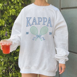 Kappa Kappa Gamma Tennis Sweatshirt // Sorority Bow Crewneck // Kappa, Kappa Kappa Gamma Shirt // Aesthetic Greek Pullover