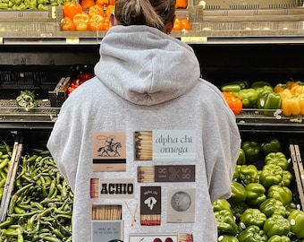 Alpha Chi Omega Matchbox Sweatshirt // Aesthetic Sorority Matchbox Hoodie // Trendy Ash Grey Pullover // Alpha Chi, AChiO Sorority Hoodie