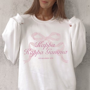 Kappa Kappa Gamma Bow Sweatshirt // Sorority Trendy Crewneck // Kappa, KKG, Shirt // Aesthetic Greek Pullover