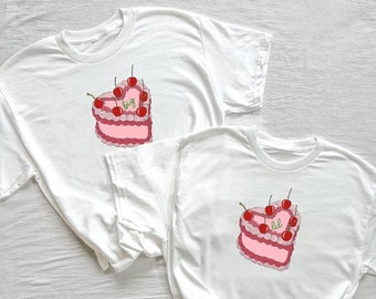Heart Cake Big Little Tees // I Love U Sorority Reveal Shirts // Aesthetic Sweetheart Big Little Baby Tees // Life is a Piece of Cake