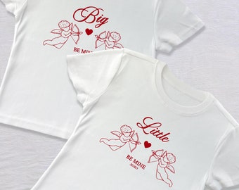 Be Mine Big Little Reveal Tees // Ich liebe Dich wie XO Valentine Reveal Shirts // Trendige Herz Cupid Big Little Baby T-Shirt