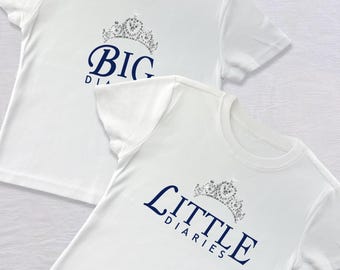 Big & Little Diaries Tees // Princess Sorority Reveal Shirts // Trendy 2000s Big Little Baby Tees