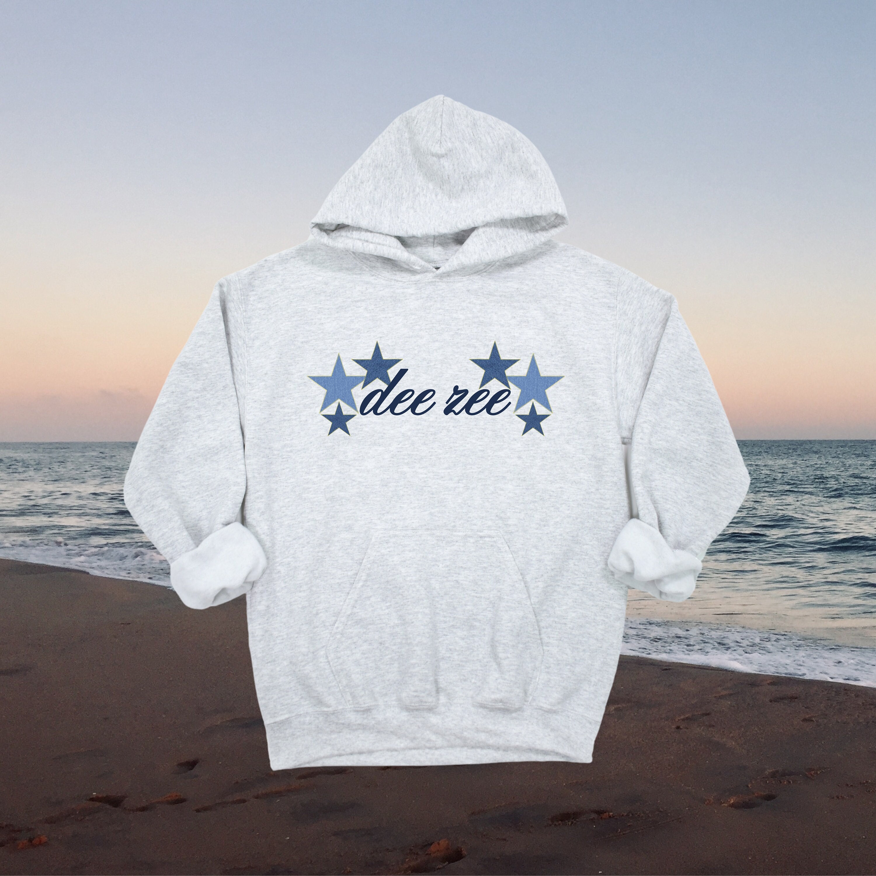 Delta Zeta Denim Stars Hoodie // Aesthetic Sorority Hoodie // Trendy Stars Hooded Sweatshirt // Dee Zee, DZ Hoodie