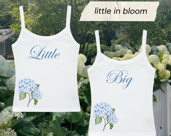 Little In Bloom: Hydrangea Big Little Reveal Shirts, Nantucket Flower Sorority Tanks, Baby Tees