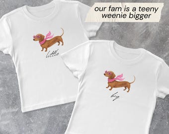 Weenie Bit Bigger Fam: Weenie Dog Big Little Reveal Shirts, Dachshund Sorority Tanks, Tees