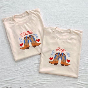 Vintage Cowgirl Big & Little Tees // Western Cowboy Boot Sorority Reveal Shirts // Aesthetic Big Little Baby Tees